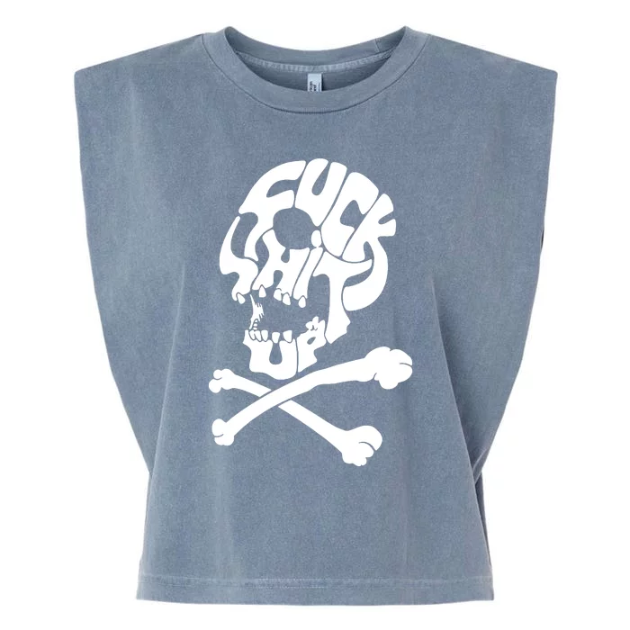 Rude Offensive Skull And Bones Garment-Dyed Women's Muscle Tee