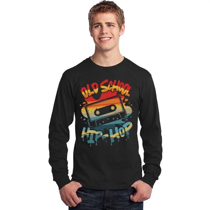 Retro Old School Hip Hop 80s 90s Graffiti Cassette Mixtape Long Sleeve Shirt