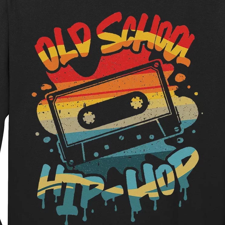 Retro Old School Hip Hop 80s 90s Graffiti Cassette Mixtape Long Sleeve Shirt