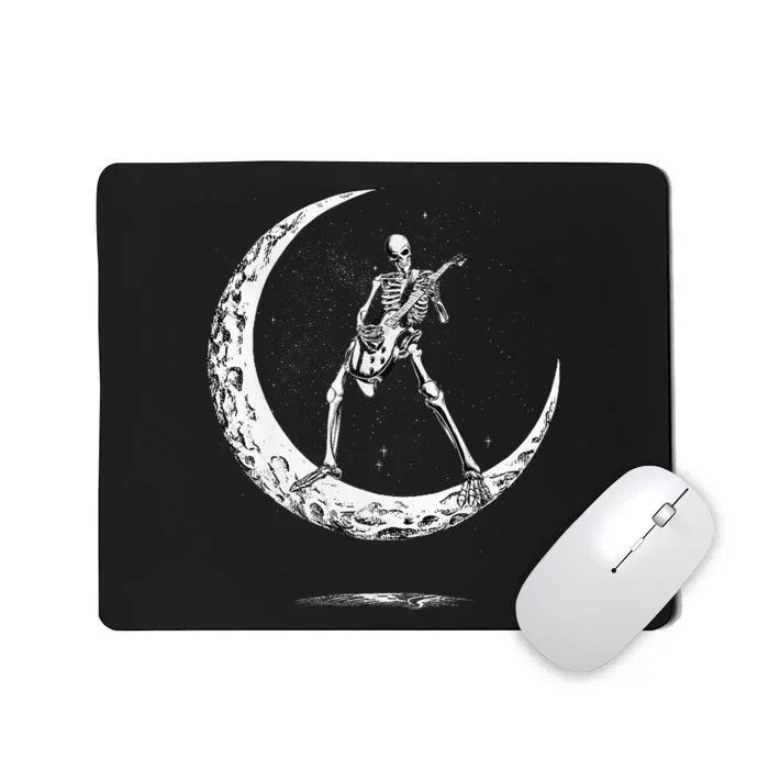 Rock On Skeleton Moon Rock And Roll Funny Halloween Mousepad