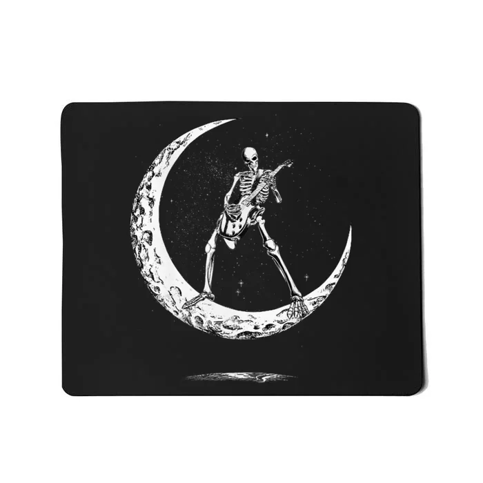 Rock On Skeleton Moon Rock And Roll Funny Halloween Mousepad