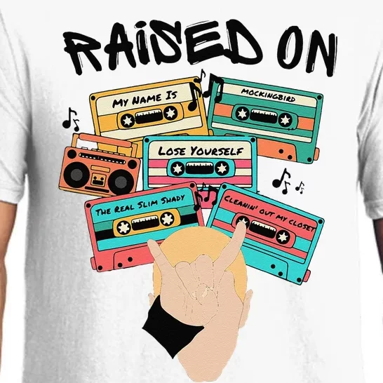 Raised On Slim Retro Cassettes Hip Hop Pajama Set