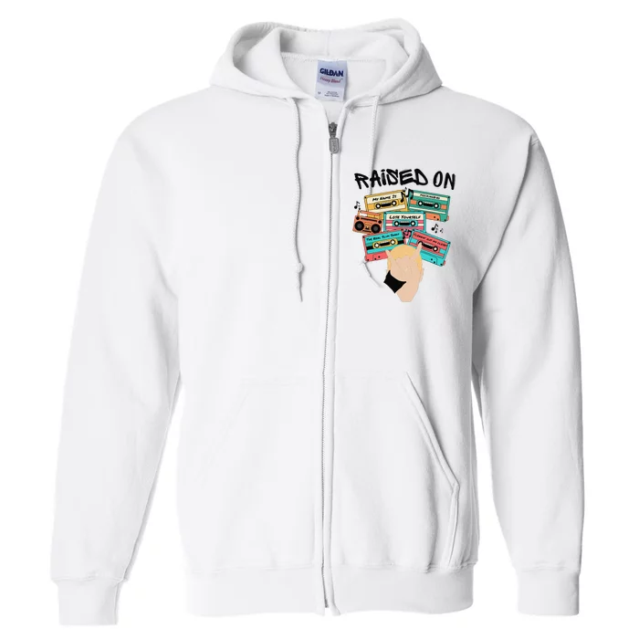 Raised On Slim Retro Cassettes Hip Hop Full Zip Hoodie