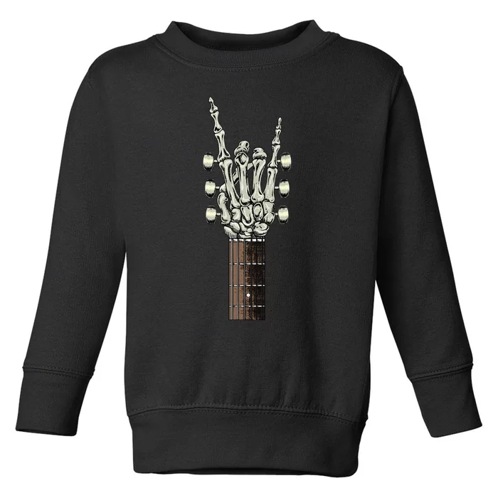 Rock On Skeleton Hand Guitar Rock & Roll Rock Band Toddler Sweatshirt