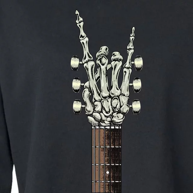 Rock On Skeleton Hand Guitar Rock & Roll Rock Band Cropped Pullover Crew