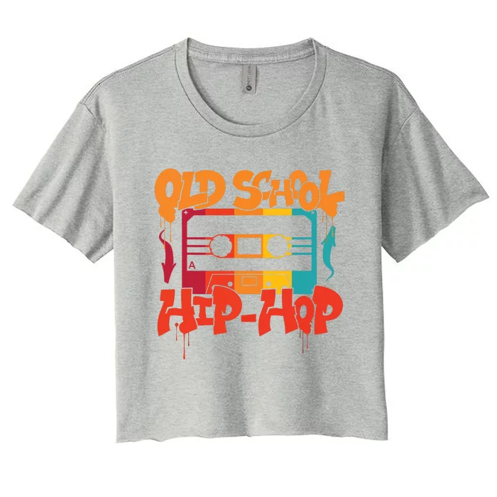 Retro Old School Hip Hop 80s 90s Graffiti Cassette Women's Crop Top Tee