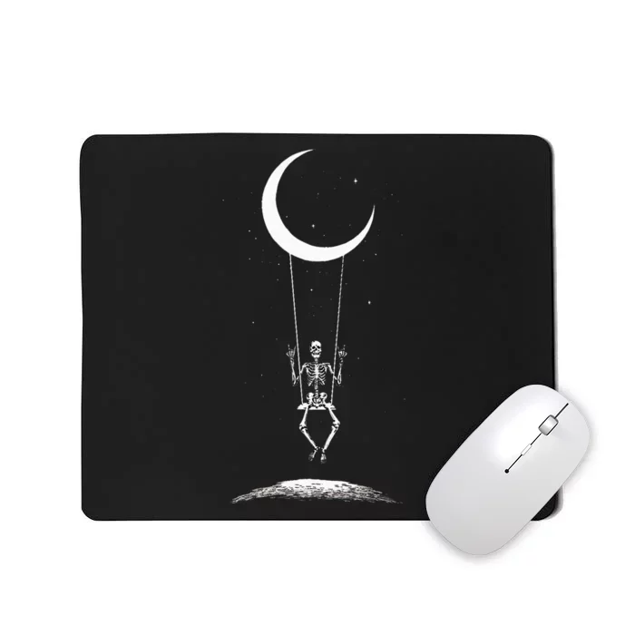 Rock On Skeleton Moon Band Tees - Rock And Roll Graphic Tees Mousepad