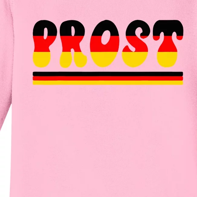 Retro Oktoberfest Squad German Flag Prost Baby Long Sleeve Bodysuit