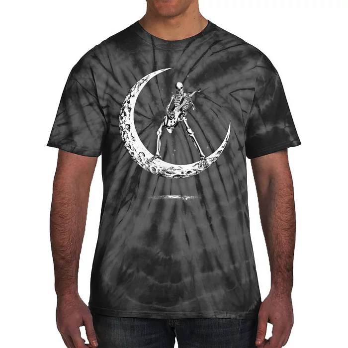 Rock On Skeleton Moon Rock And Roll Tie-Dye T-Shirt