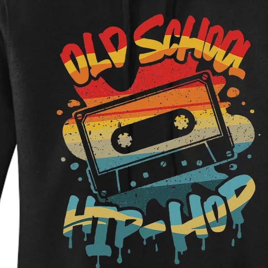 Retro Old School Hip Hop 80s 90s Graffiti Cassette Mixtape Women's Pullover Hoodie