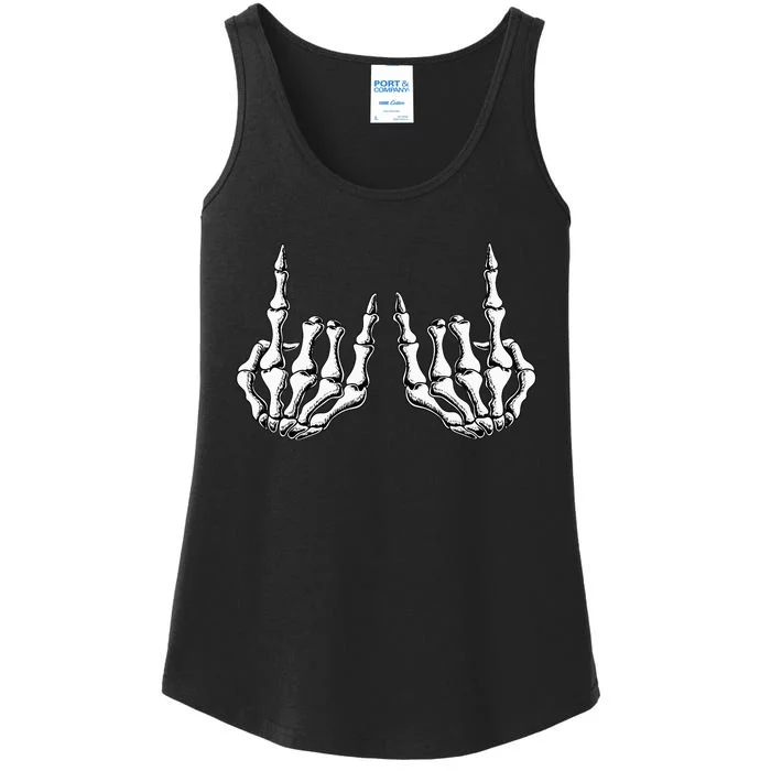 Rock On Skeleton Hand Rock And Roll Rock Band Ladies Essential Tank