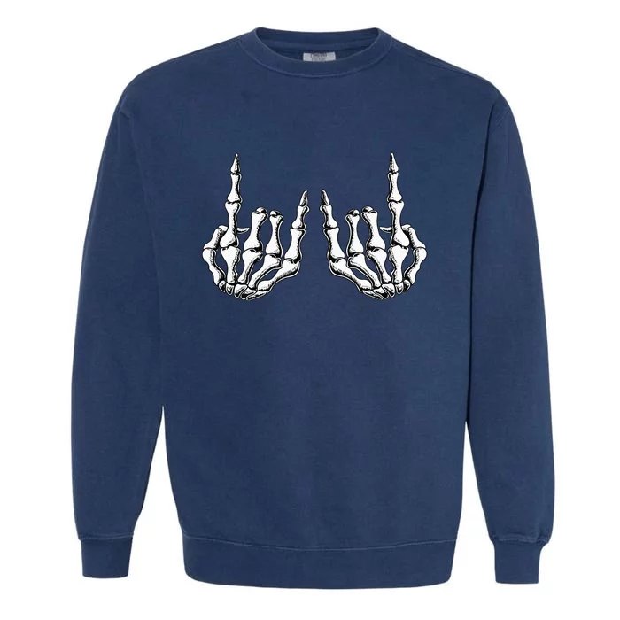 Rock On Skeleton Hand Rock And Roll Rock Band Garment-Dyed Sweatshirt