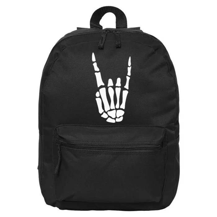 Rock On Skeleton Hand Sign Minimalistic Halloween Costume 16 in Basic Backpack