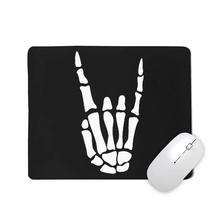 Rock On Skeleton Hand Sign Minimalistic Halloween Costume Mousepad