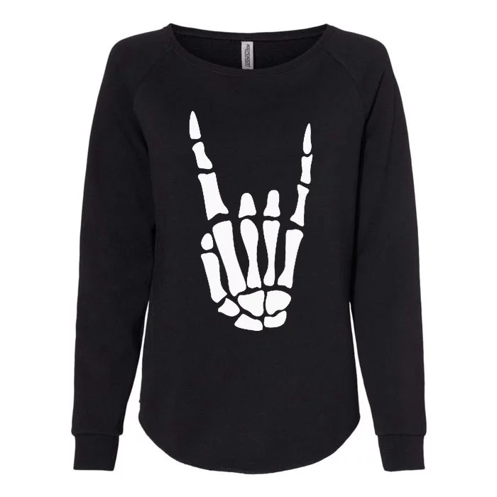 Rock On Skeleton Hand Sign Minimalistic Halloween Costume Womens California Wash Sweatshirt