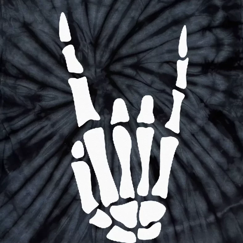 Rock On Skeleton Hand Sign Minimalistic Halloween Costume Tie-Dye T-Shirt