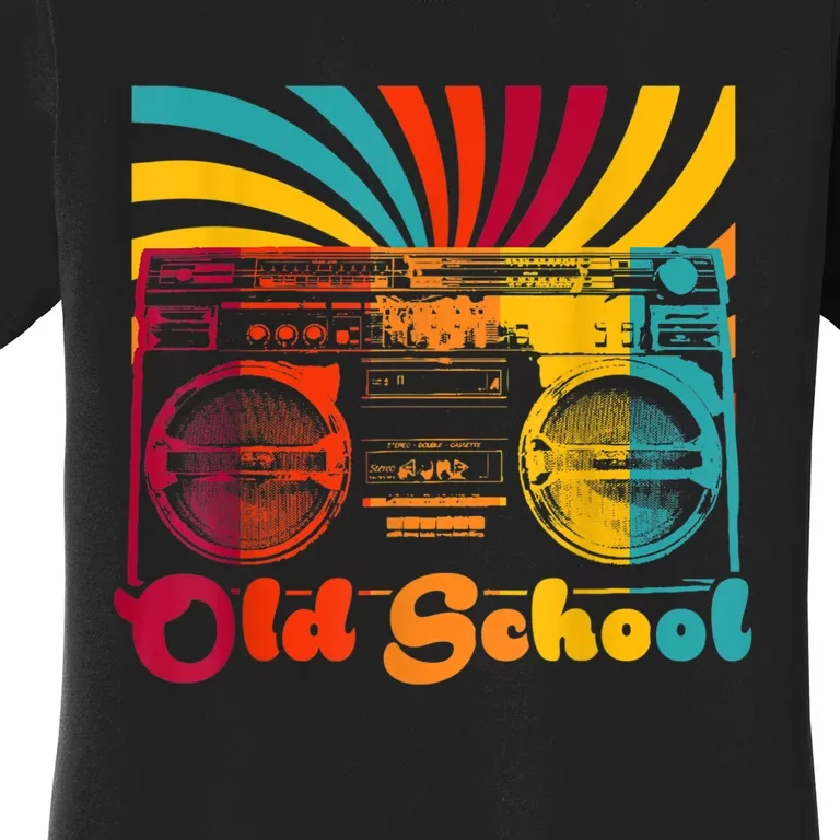 Retro Old School Cool Portable Boombox Cassette HipHop Gift Women's T-Shirt