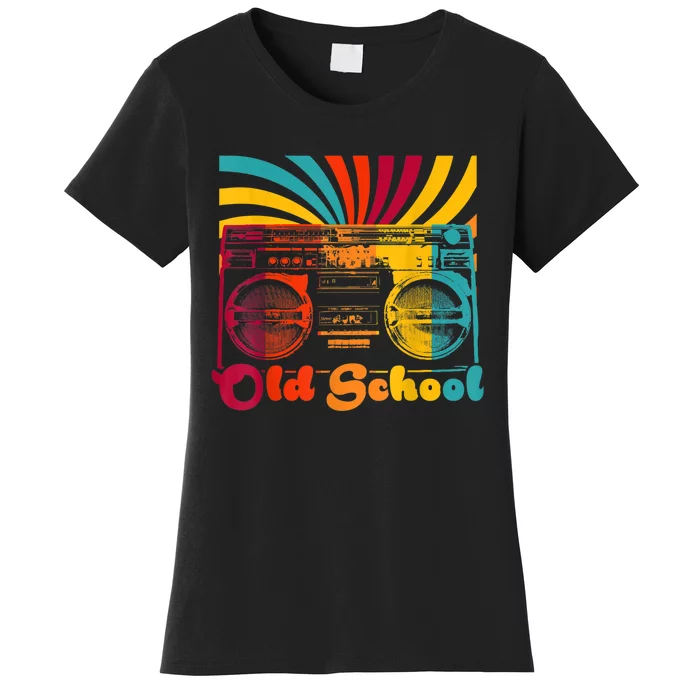 Retro Old School Cool Portable Boombox Cassette HipHop Gift Women's T-Shirt