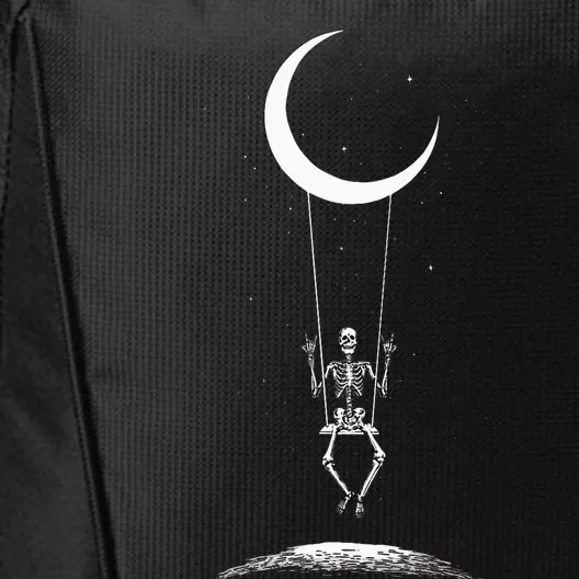 Rock On Skeleton Moon Band Tees Rock And Roll Graphic Tees City Backpack