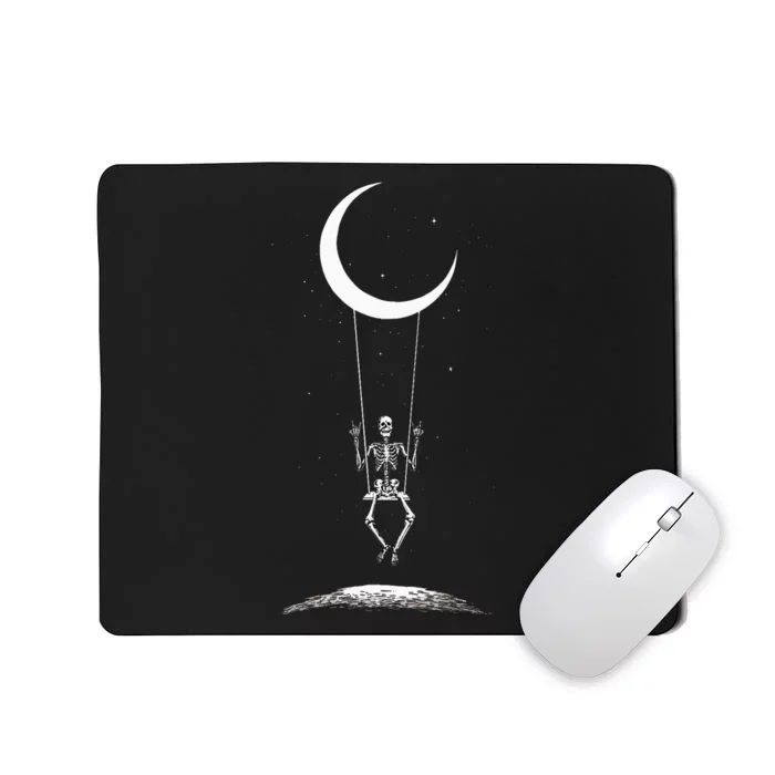 Rock On Skeleton Moon Band Tees Rock And Roll Graphic Tees Mousepad