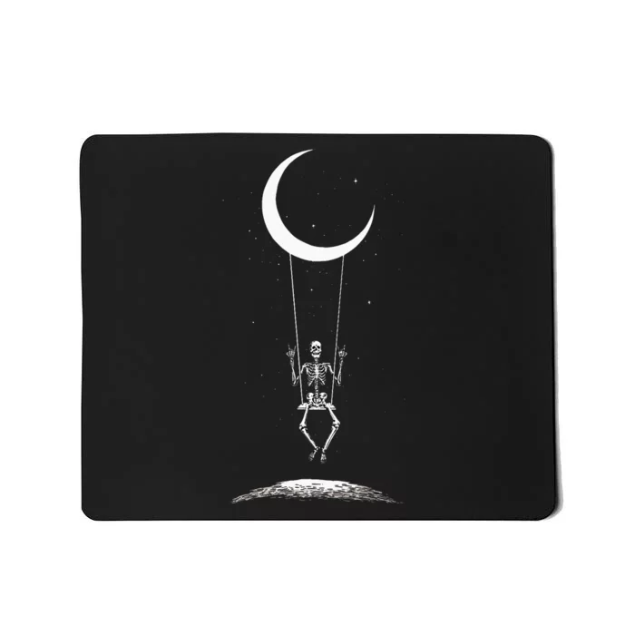 Rock On Skeleton Moon Band Tees Rock And Roll Graphic Tees Mousepad