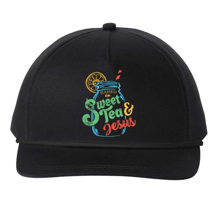 Raised On Sweet Tea & Jesus Snapback Five-Panel Rope Hat