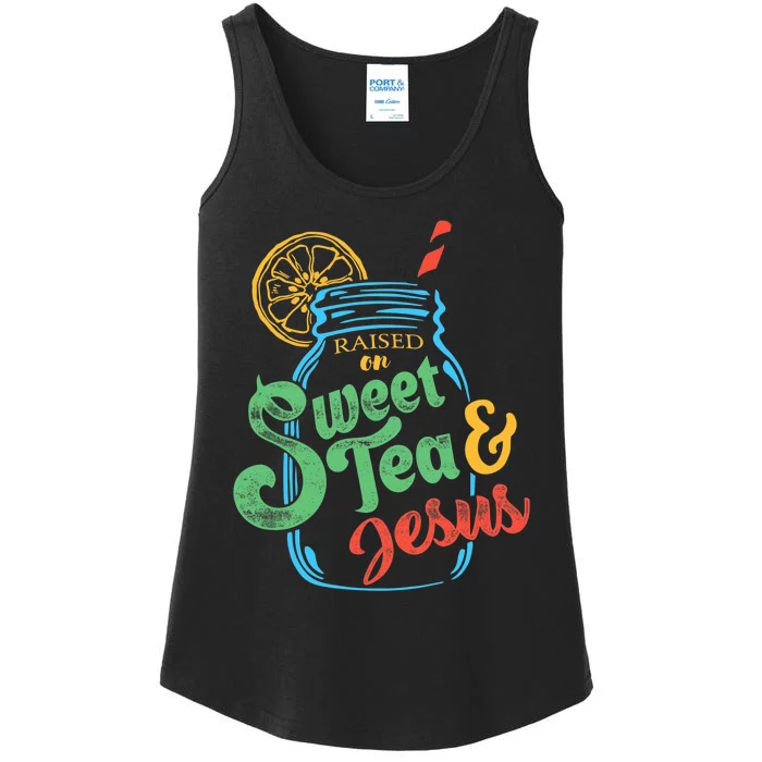 Raised On Sweet Tea & Jesus Ladies Essential Tank