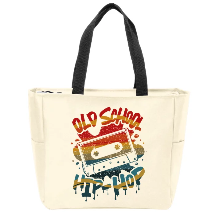 Retro Old School Hip Hop 80s 90s Graffiti Cassette Mixtape Zip Tote Bag