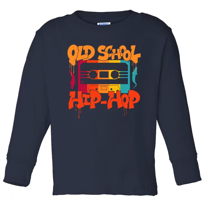 Retro Old School Hip Hop 80s 90s Graffiti Cassette Toddler Long Sleeve Shirt