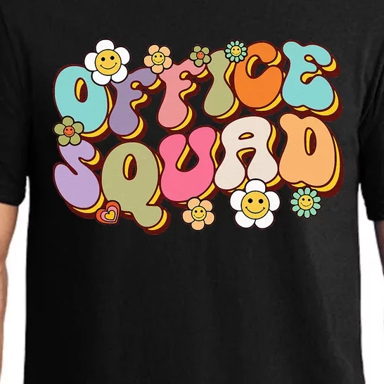 Retro Office Squad Groovy Hippie Happy Face Flower Pajama Set