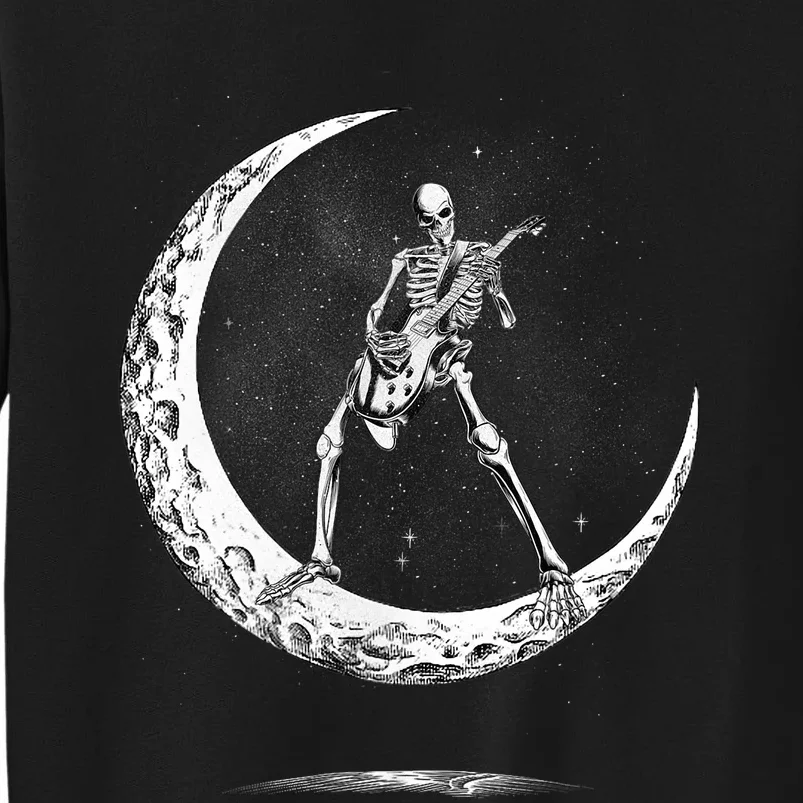 Rock On Skeleton Moon Rock And Roll Tall Sweatshirt