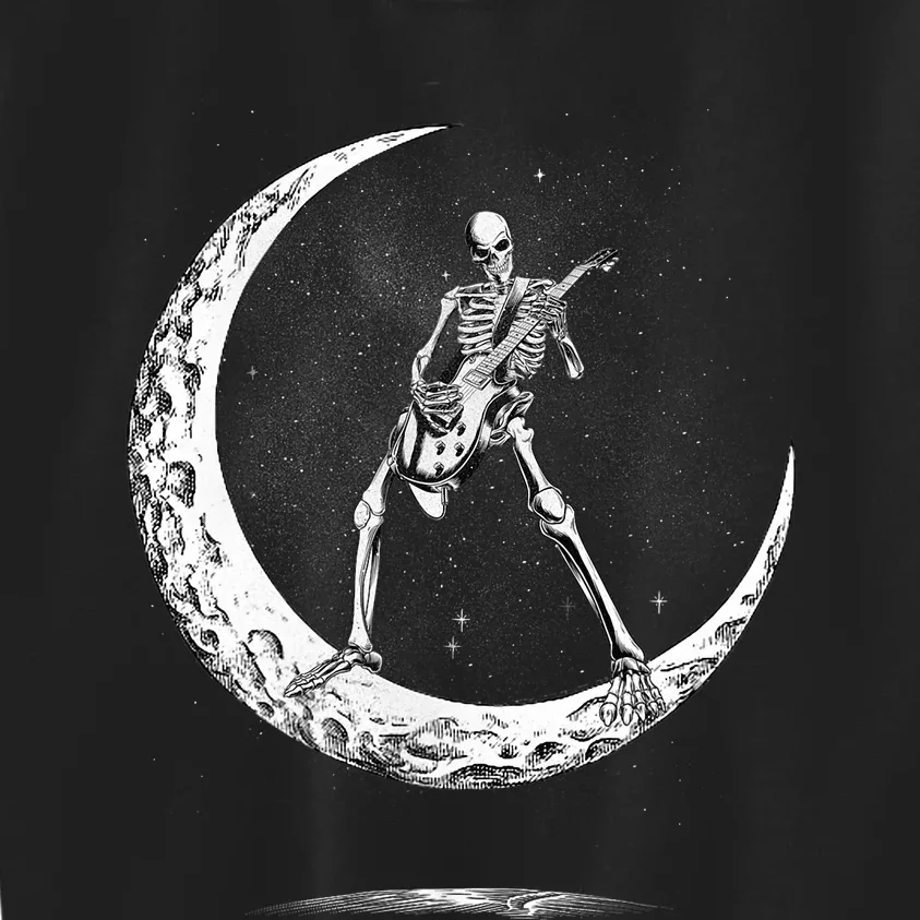 Rock On Skeleton Moon Rock And Roll Kids Sweatshirt