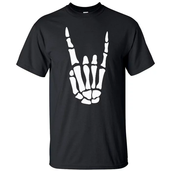 Rock On Skeleton Hand Sign Minimalistic Halloween Costume Tall T-Shirt