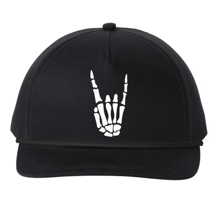 Rock On Skeleton Hand Sign Minimalistic Halloween Costume Snapback Five-Panel Rope Hat