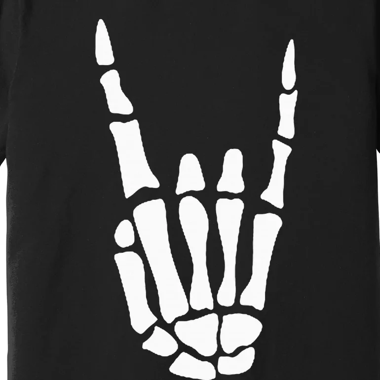 Rock On Skeleton Hand Sign Minimalistic Halloween Costume Premium T-Shirt