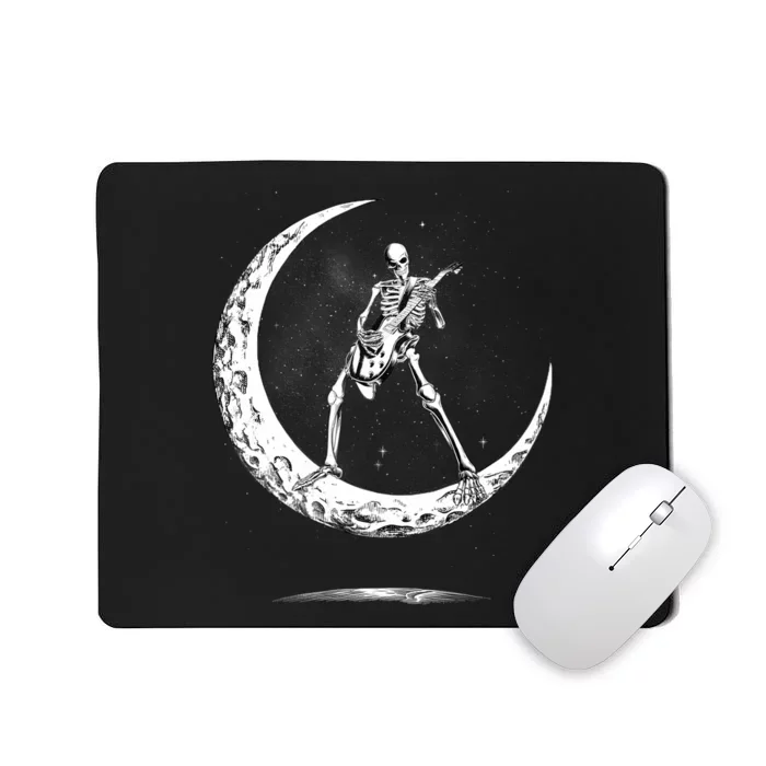 Rock On Skeleton Moon Rock And Roll Funny Halloween Mousepad