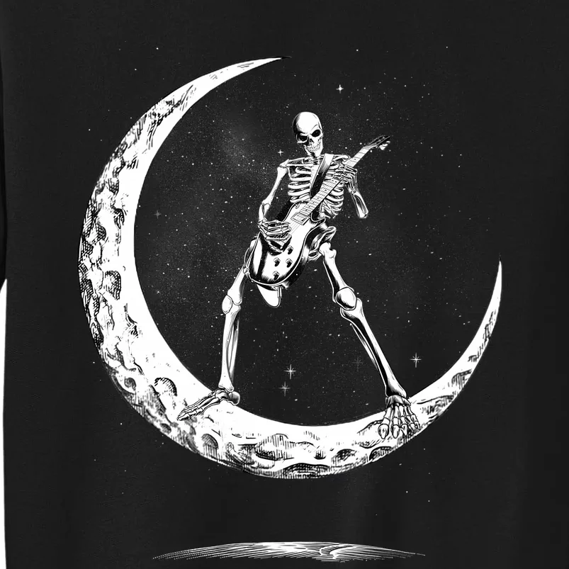 Rock On Skeleton Moon Rock And Roll Funny Halloween Tall Sweatshirt