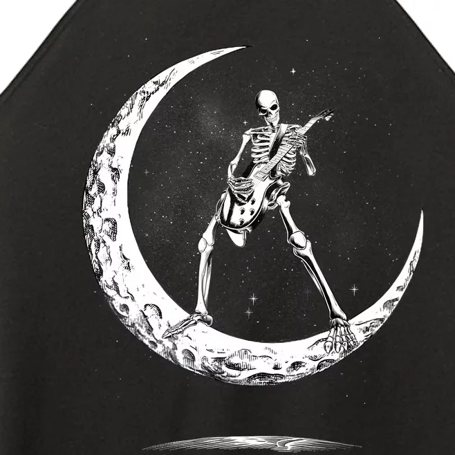 Rock On Skeleton Moon Rock And Roll Funny Halloween Women’s Perfect Tri Rocker Tank