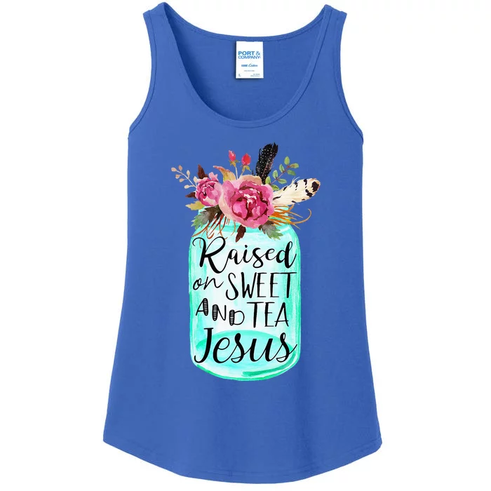 Raised On Sweet Tea And Jesus Ladies Essential Tank