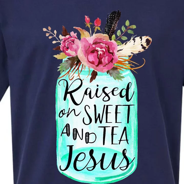 Raised On Sweet Tea And Jesus Sueded Cloud Jersey T-Shirt