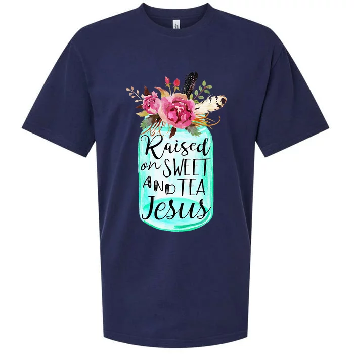 Raised On Sweet Tea And Jesus Sueded Cloud Jersey T-Shirt