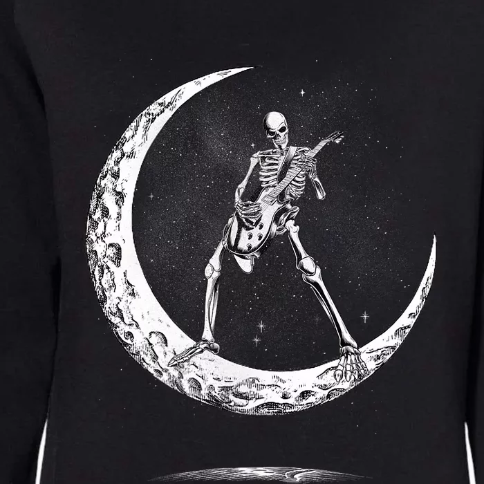 Rock On Skeleton Moon Rock And Roll Halloween Womens California Wash Sweatshirt