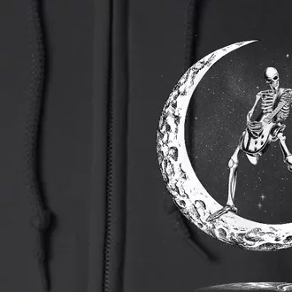 Rock On Skeleton Moon Rock And Roll Halloween Full Zip Hoodie