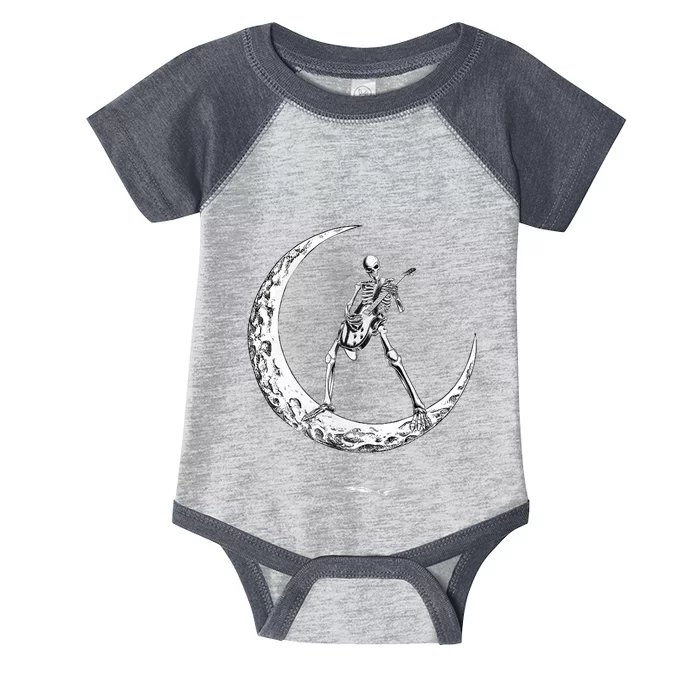 Rock On Skeleton Moon Rock And Roll Halloween Infant Baby Jersey Bodysuit