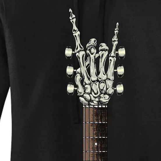 Rock On Skeleton Hand Guitar Rock & Roll Women's Pullover Hoodie