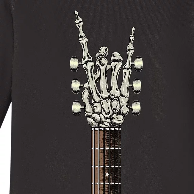 Rock On Skeleton Hand Guitar Rock & Roll Baby Long Sleeve Bodysuit