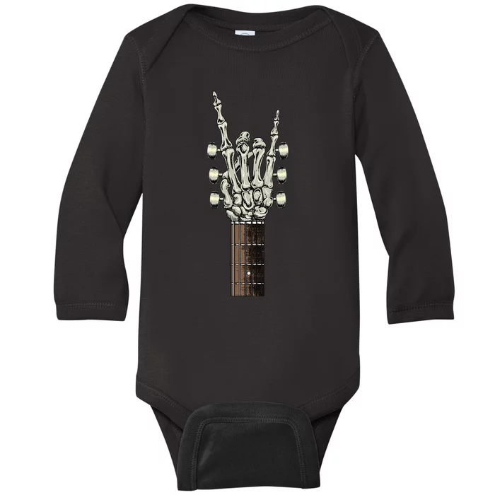 Rock On Skeleton Hand Guitar Rock & Roll Baby Long Sleeve Bodysuit