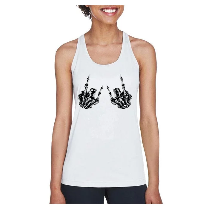 Rock On Skeleton Hand Sign Band Women's Racerback Tank