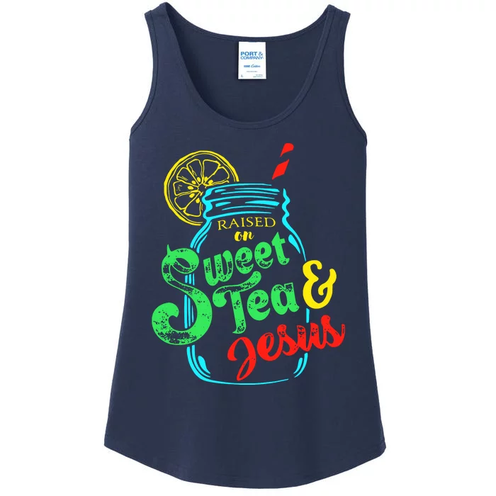 Raised On Sweet Tea And Jesus Ladies Essential Tank