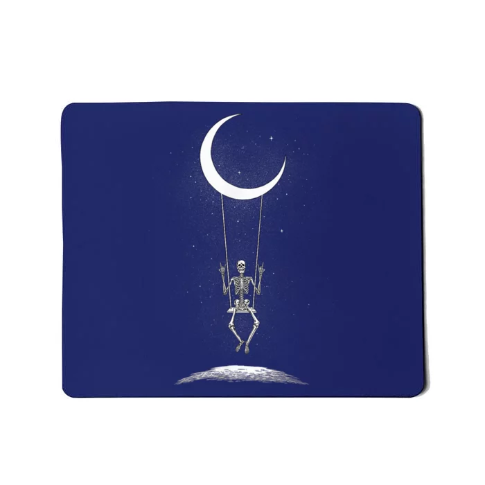 Rock On Skeleton Moon Band Tees - Rock And Roll Graphic Tees Mousepad